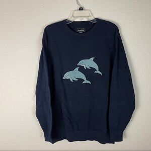 Barney Cool Blue Dolphin Sweater Size Large